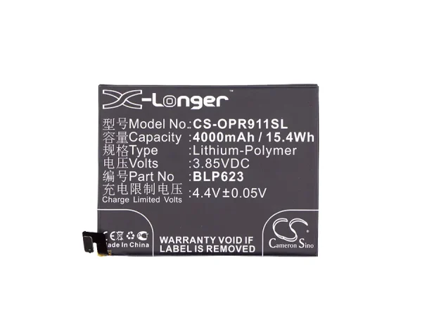 OPPO CPH1611, CPH1613, F3 Plus, F3 Plus Black, F3 Plus Black Edition Dual SIM Series Replacement Battery 4000mAh / 15.40Wh