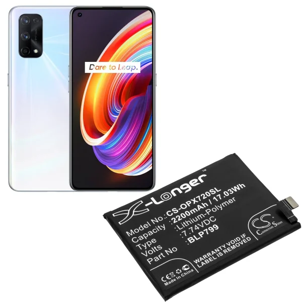 OPPO R2121, Realme X7 Pro 5G, RMX2121, V1938, V1938A Series Replacement Battery 2200mAh / 17.03Wh - Image 4