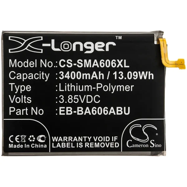 Samsung Galaxy A60, Galaxy A60 2019, SM-A606, SM-A6060, SM-A6060/DS Series Replacement Battery 3400mAh / 13.09Wh