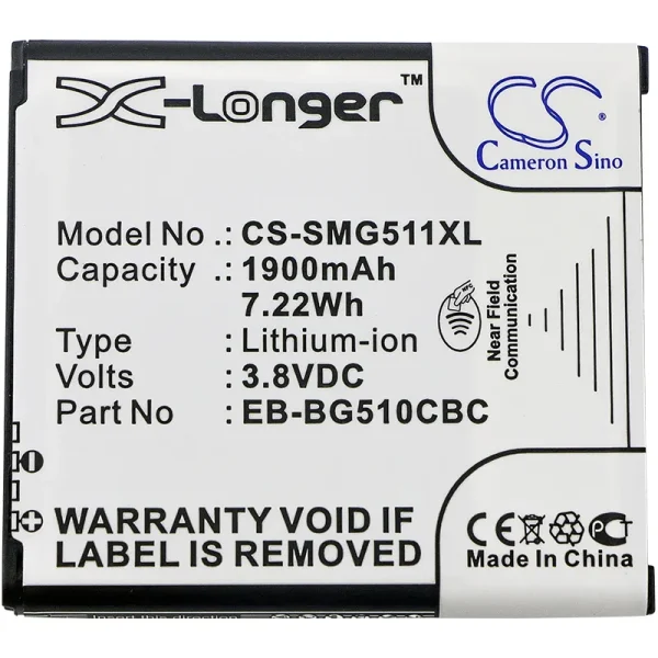 Samsung Galaxy Core Max, Galaxy Core Max Duos, SM-G5108, SM-G5108Q, SM-G5109 Series Replacement Battery 1900mAh / 7.22Wh