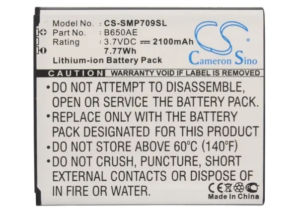 Samsung Galaxy Beam 2, Galaxy Mega 5.8, Galaxy Mega 5.8 Plus Duos, Galaxy Mega Duos, Galaxy Z LTE-A Series Replacement Battery 2100mAh/7.77Wh