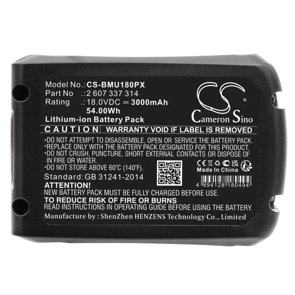 Bosch AdvancedCut 18, AdvancedGlue 18V, AdvancedMulti 18, AdvancedOrbit 18, AdvancedShear 18V-10 Series Replacement Battery 3000mAh / 54.00Wh