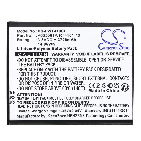 Franklin Wireless RT410, T10 Series Replacement Battery 3700mAh / 14.06Wh