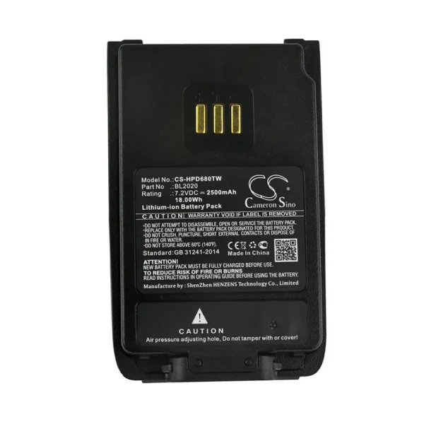 Hytera PD402, PD412, PD500 UL913, PD502, PD502i-UL Series Replacement Battery 2500mAh / 18.00Wh