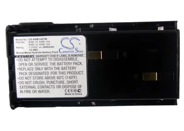 Kenwood CP-213, TCP-113, TK-2, TK-2100, TK-2102 Series Replacement Battery 2000mAh / 14.40Wh