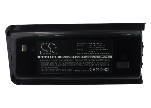 Kenwood NX-240, NX-240V, NX-340, NX-340U ProTalk, ProTalk TK-2200V2P Series Replacement Battery 2500mAH / 18.00Wh