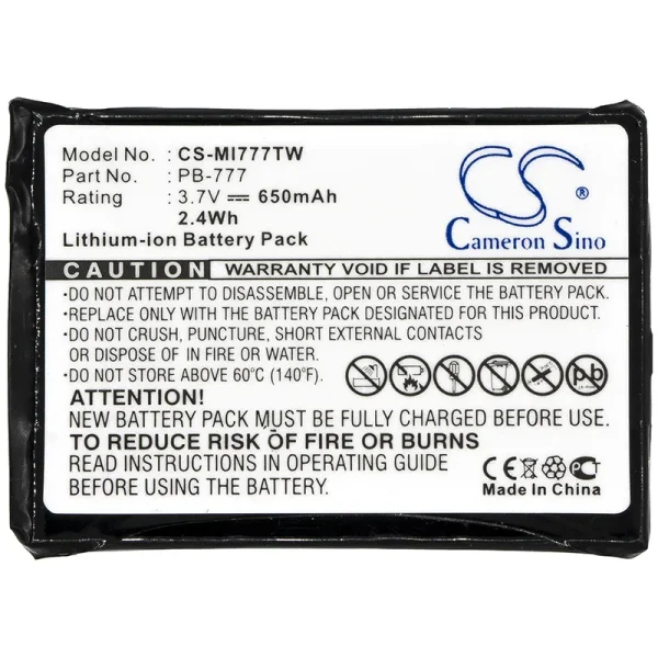 Midland777, PMR446+ Series Replacement Battery 650mAh / 2.41Wh