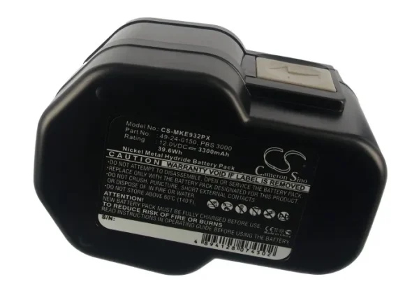 Milwaukee 0502-23, 0502-25, 0502-52, 12V Power-Plus Series Replacement Battery 3300mAh/39.6Wh