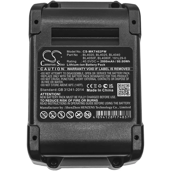 Makita 40V MAX XGT, CF001G, DF001G, GA003G Series Replacement Battery 2000mAh / 80.00Wh - Image 5