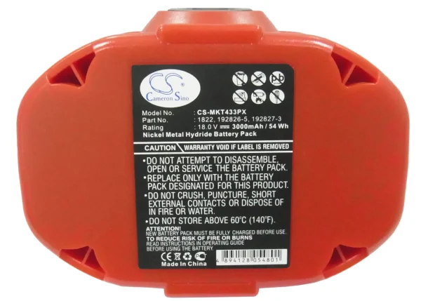 Makita 4334D, 4334DWA, 4334DWAE, 4334DWD Series Replacement Battery 3000mAh / 54.00Wh