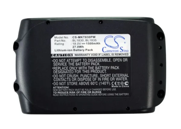 Makita BBO140, BBO180, BBO180Z, BCF050 Series Replacement Battery 1500mAh / 27.00Wh