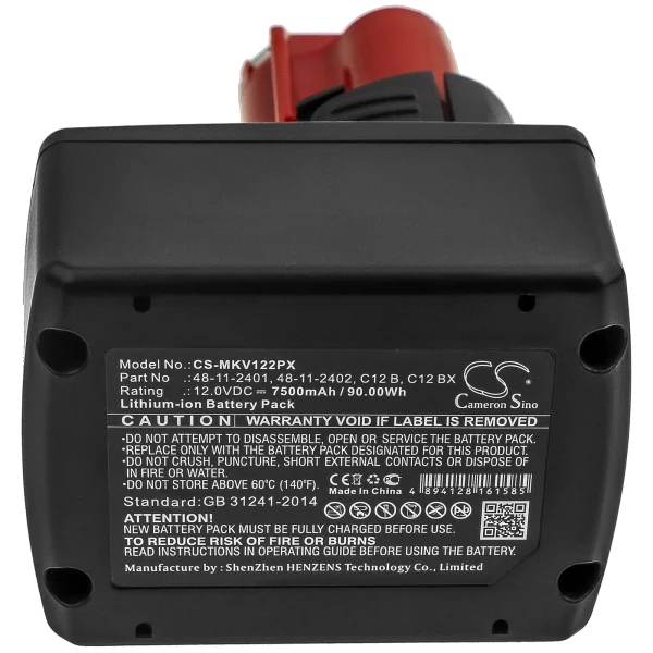 Milwaukee 2207-20, 2207-21, 2238-20, 2238-21 Series Replacement Battery 7500mAh / 90.00Wh