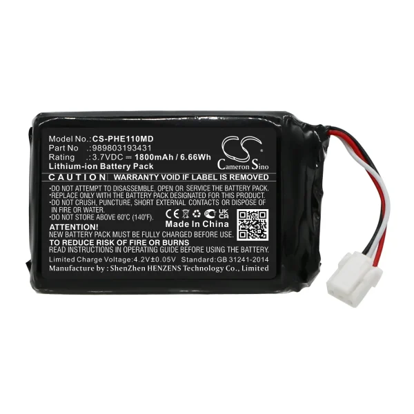 Philips EME11-P506, Mercury Free Blood Pressure Series Replacement Battery 1800mAh / 6.66Wh