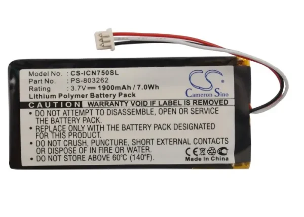 Navman iCN720, iCN750 Series Replacement Battery 1900mAh