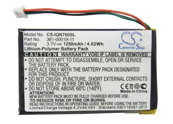 Garmin Nuvi 3590, Nuvi 3590 LM, Nuvi 3590LMT, Nuvi 700 ( 3 wires ) Series Replacement Battery 1250mAh / 4.63Wh