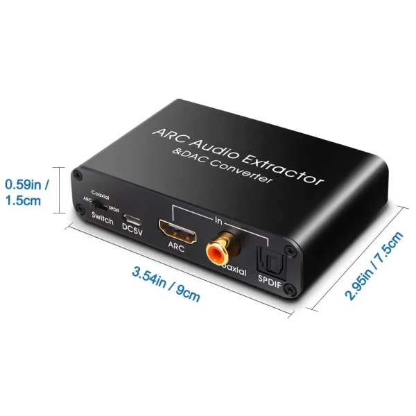 HDMI Coax SPDIF to RCA 3.5mm Coax SPDIF ARC Audio Extractor DAC - Image 6