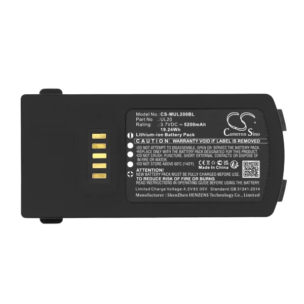 M3 Mobile UL20, UL20F Series Replacement Battery 5200mAh / 19.24Wh