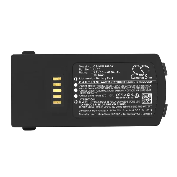 M3 Mobile UL20, UL20F Series Replacement Battery 6800mAh / 25.16Wh