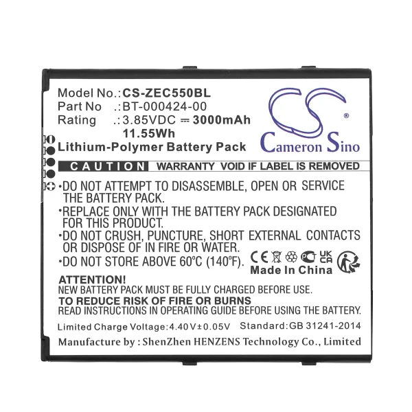 Zebra EC50, EC55, EC55AK-11B132-NA, EC55AK-11B132-NA EC55 Series Replacement Battery 3000mAh / 11.55Wh