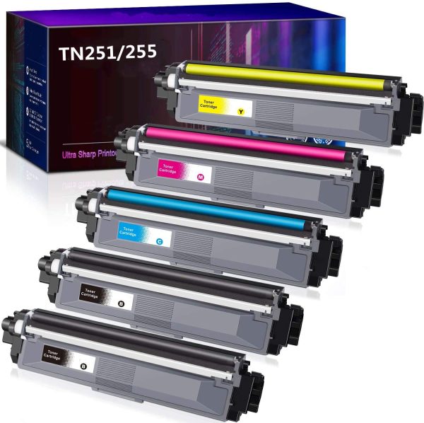 5-Pack Brother Compatible TN-251 TN-255 Toner Pack for HL3150CDN HL3170CDW MFC9330CDW MFC9335CDW