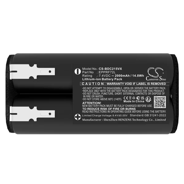 Black+Decker BDCD8GPA-QW, G9L72+, HNVC215B, HNVC220B, HNVD215J, HNVD215J00, PSA215B-QW, Series Replacement Battery 2000mAh / 14.8Wh