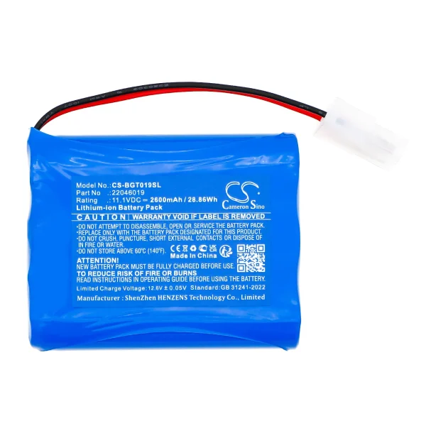 B&G Pressurizing Tank Top, PTT Series Replacement Battery 2600mAh / 28.86Wh