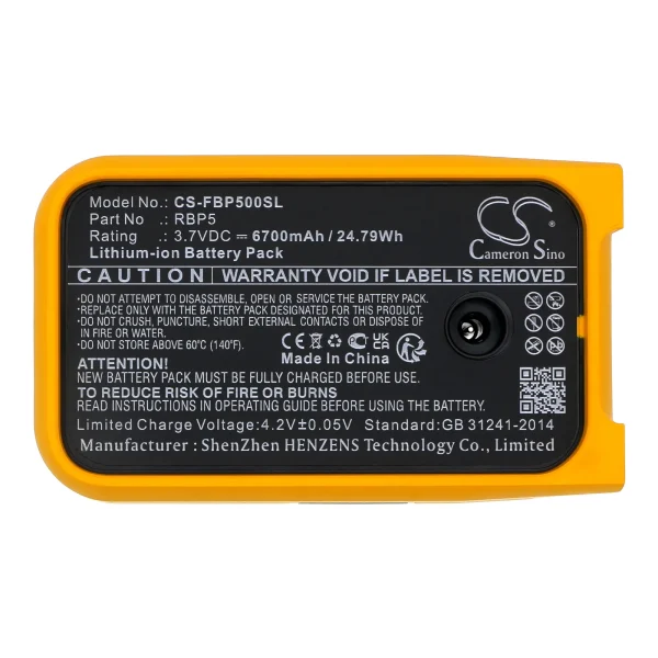 Fluke 6XG43, 6XG44, 6XG45, 6XG46, PLS 180G, PLS 180R, PLS 3G Series Replacement Battery 6700mAh / 24.79Wh