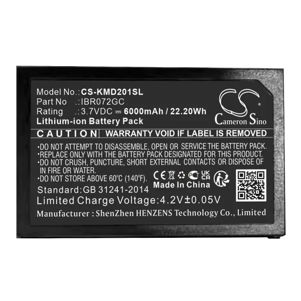 IES AD201-1, IBR072GC, kami Series Replacement Battery 6000mAh / 22.20Wh