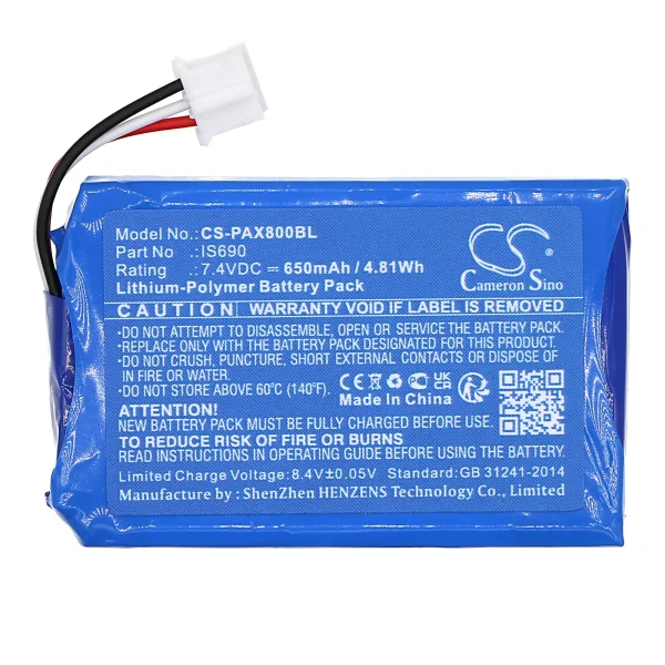 Pax Q80 Series Replacement Battery 650mAh / 4.81Wh