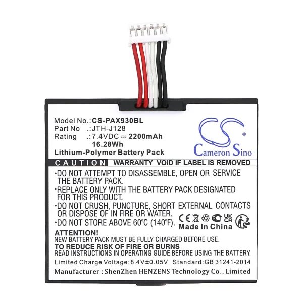 Pax A910, A930 Series Replacement Battery 2200mAh / 16.28Wh