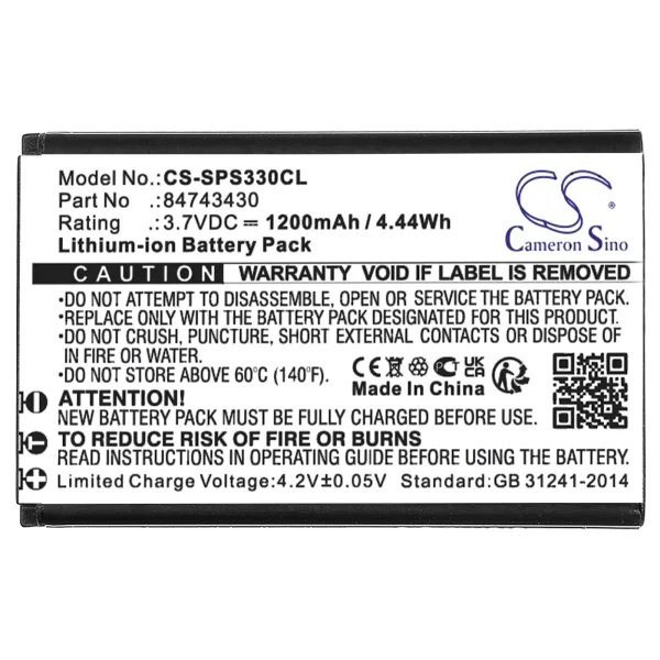 Spectralink S33, S33 DECT Series Replacement Battery 1200mAh / 4.44Wh